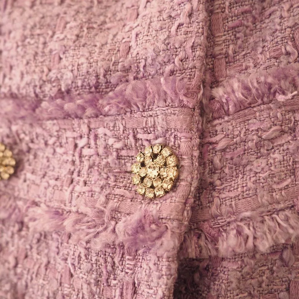 Zara Purple Tweed Sleeveless Mini Dress sz L - Picture 5 of 7